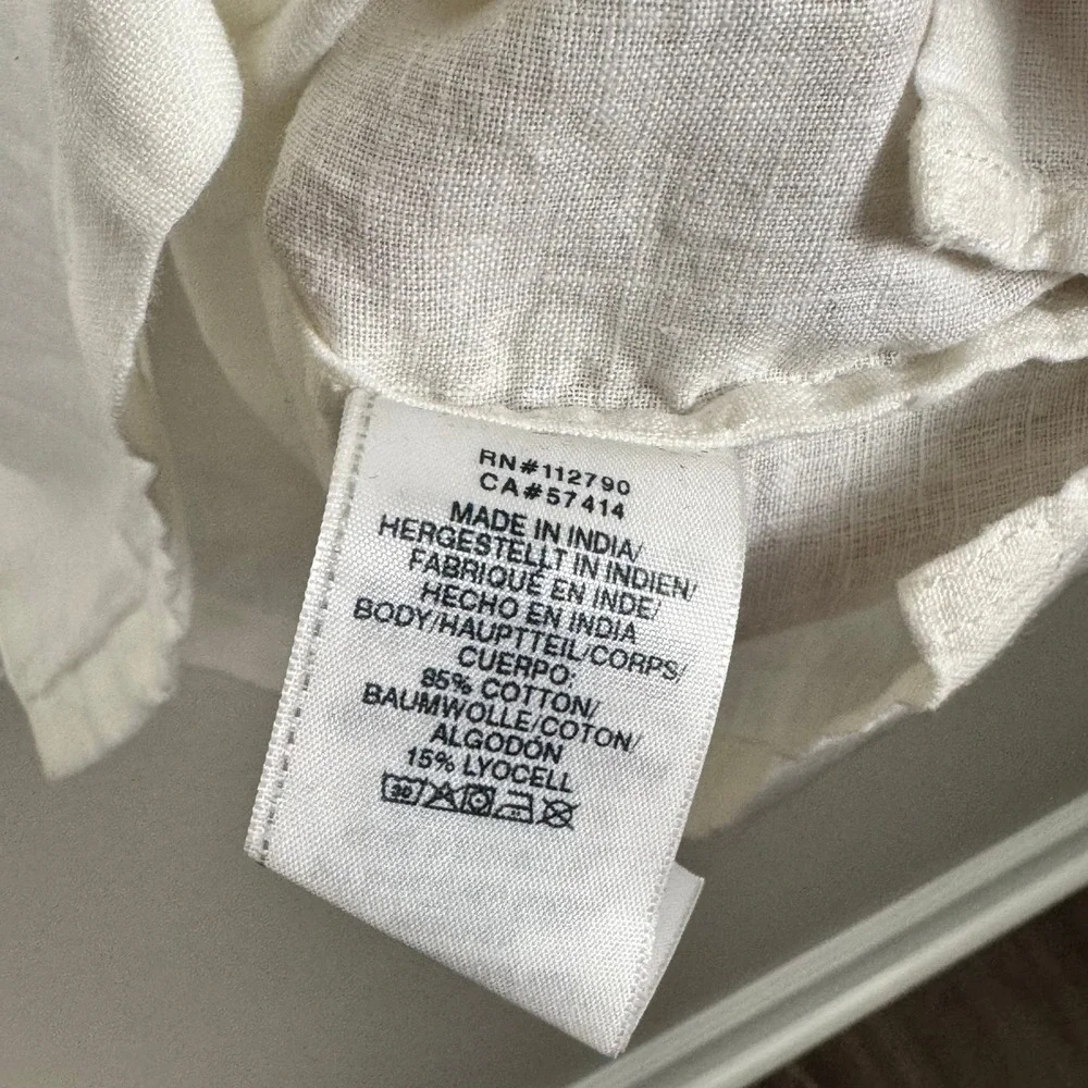 True Religion Linen Blend Shirt XLWhite NWT Coastal Resort Minimalist Camp
